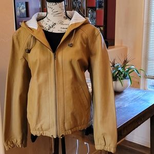 Leather zippered hoodie